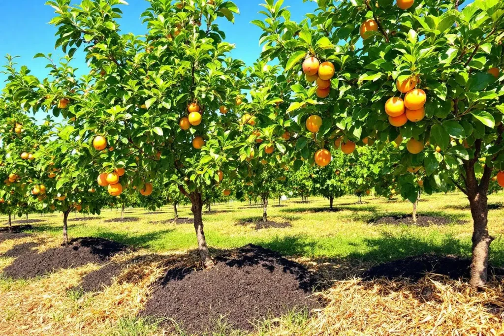 verger d'orangers aux pieds désherbés