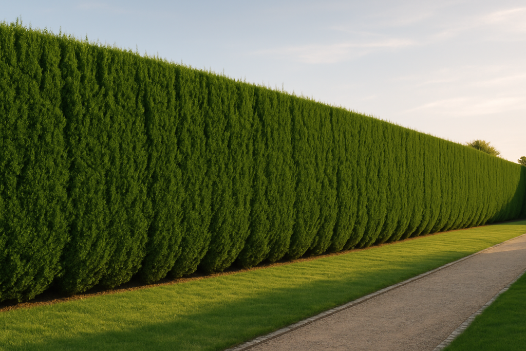 haie de cyprès plantée dans un jardin